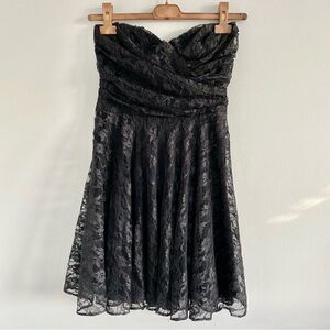 Express Sweetheart Strapless Black Lace Dress Size 4